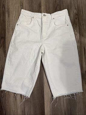 We the Free Free People Cream White Knee High Cutoff Shorts Womens size 28